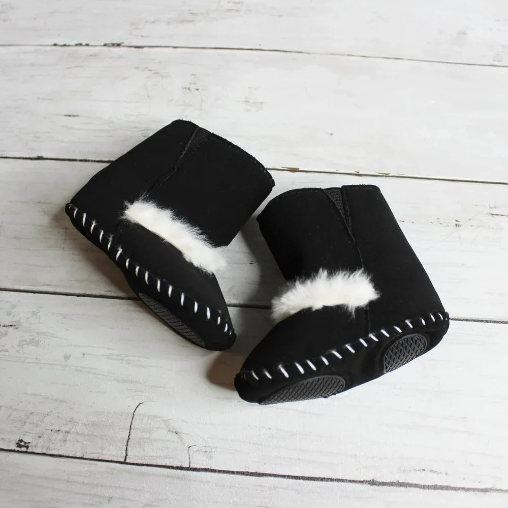 Baby Girl's Winter Booties Size 1 2 0-6 Months Black Boots